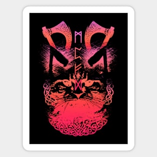 Abstract Cat in Viking Style - Pink/Red Magnet